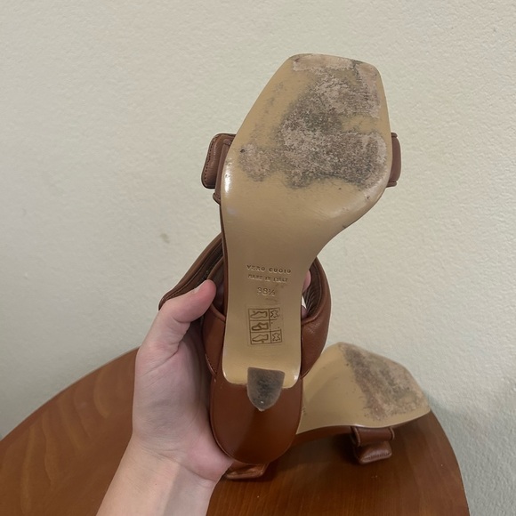 GIABORGHINI Perni Two-Band Puffy Slide High-Heel Sandals Brown Leather Size 38.5 - Picture 12 of 12